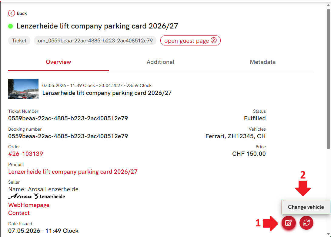 Change button on ticket details page Change button on ticket details page