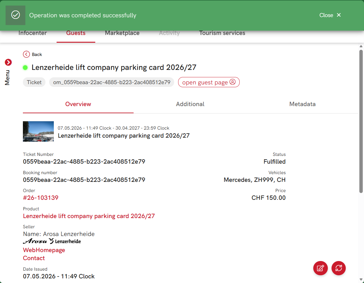 Changed ticket details Changed ticket details