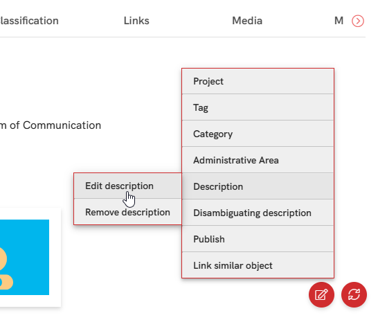 Edit description context menu