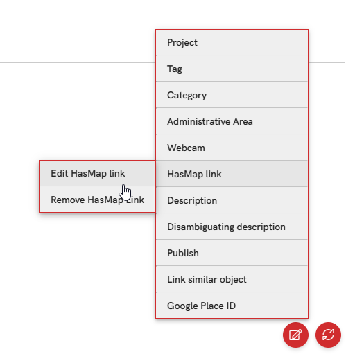 Edit hasmap menu